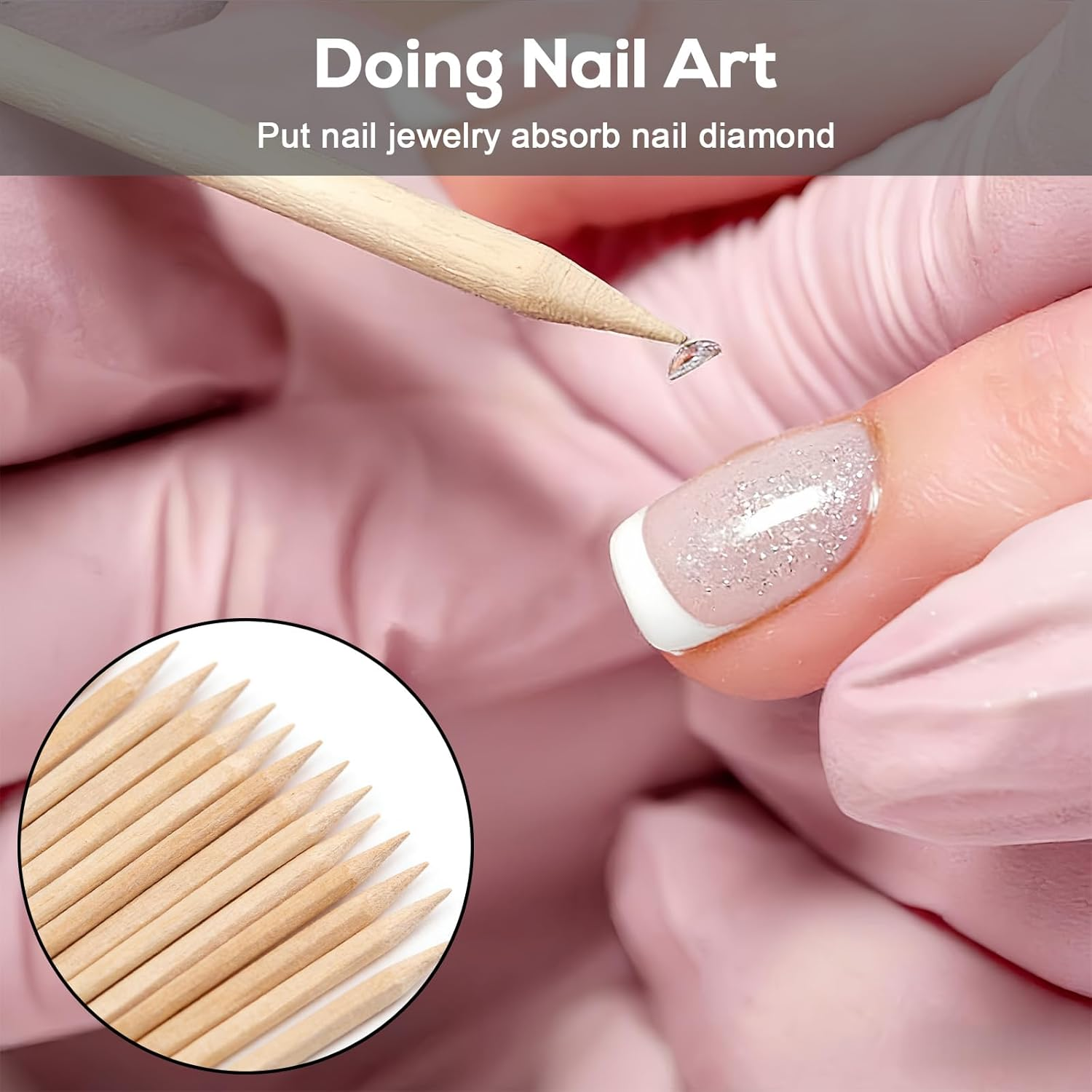 Jeyzuroa 100 Pcs Nail Tools, Orange Wooden Sticks 11.4CM, Double-Headed Cuticle Remover Pusher, Multi-Functional Nail Cleaning Tool for Manicure & Pedicure, Nail Tech Supplies image number 3