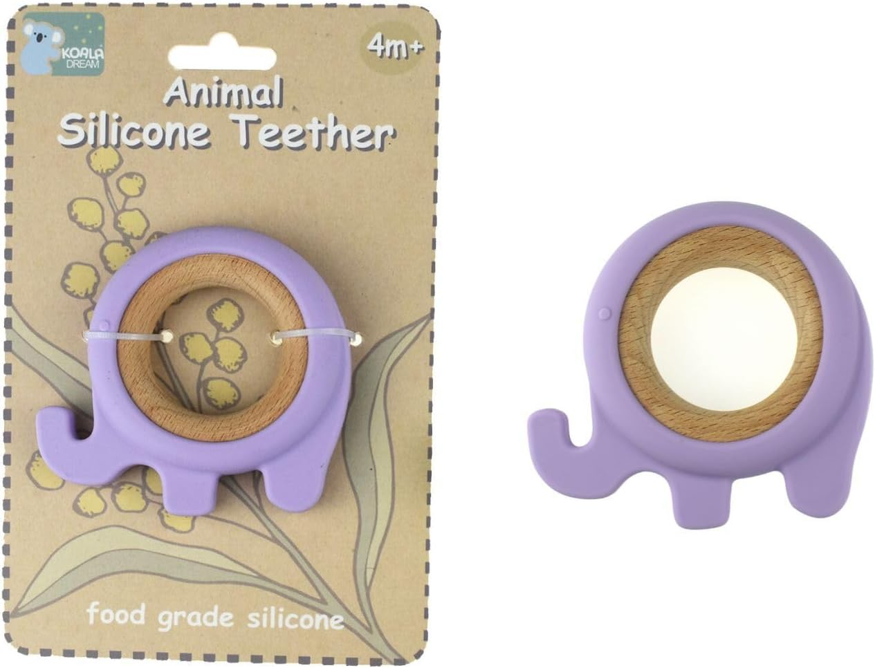 Koala Dream Silicone Elephant Teether - Purple | Baby Teething Toy, Bpa-Free, Safe for Infants image number 2