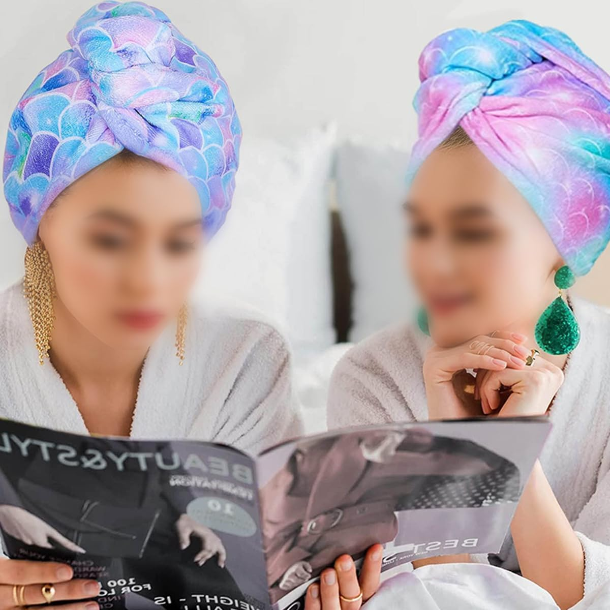 Gorise 2 Microfibre Hair Towels with Buttons Fast Drying Towel Super Absorbent for Wet Hair image number 5