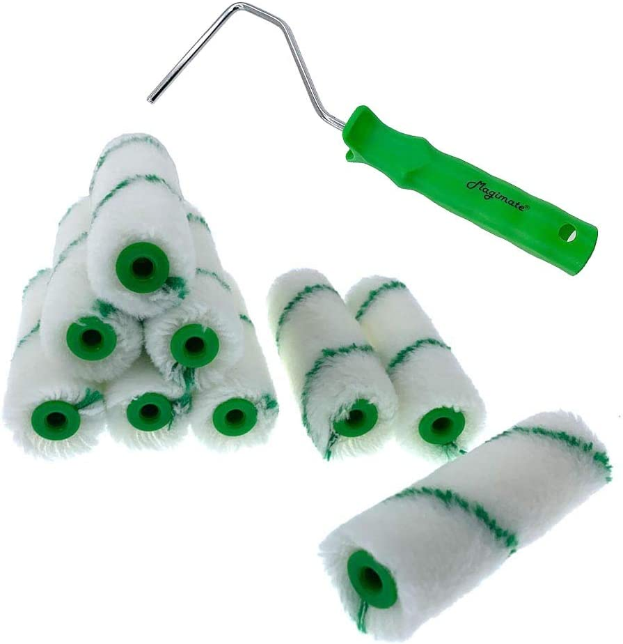 Magimate Small Paint Roller Set, 4 Inch Paint Rollers for Walls, Cabinets, Deck Railing Painting, Mini Paint Roller Covers, Pack of 10 image number 1