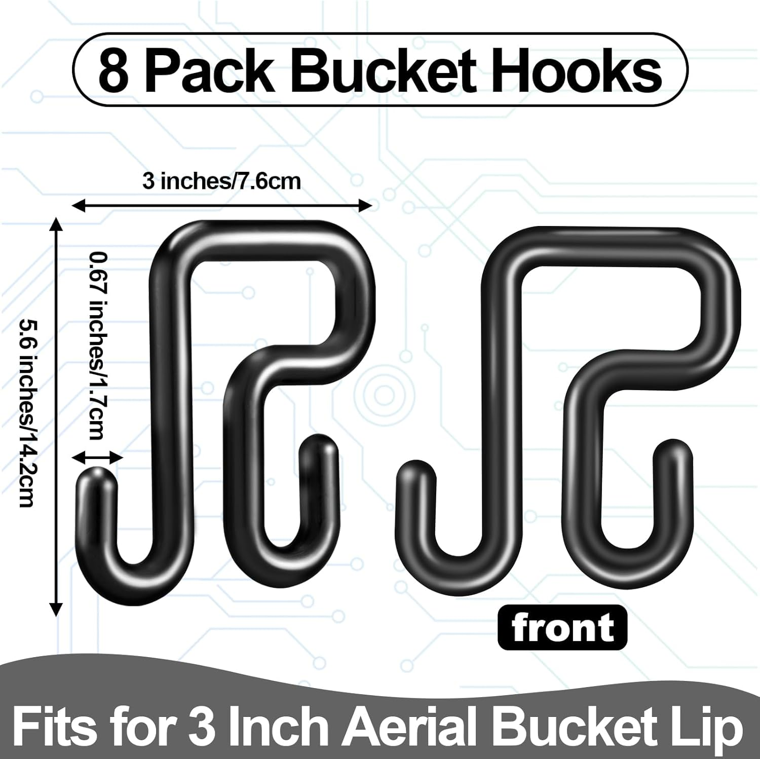 8 Pack Lineman Bucket Hooks Black Truck Blanket Hooks Fits for 3 Inches Aerial Buckets Lip Attach Tool Bags or Aprons Rated at 100Lbs Working Load Limit for Lineman and Bucket Use image number 5
