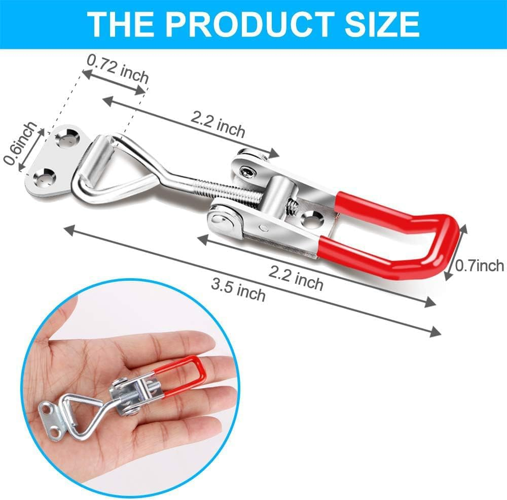 6 Pcs Toggle Latch 4001, Adjustable Heavy Duty Clamp, 150Kg 330Lbs Holding Capacity for Smoker Lid Jig, Tool Box Case, Door