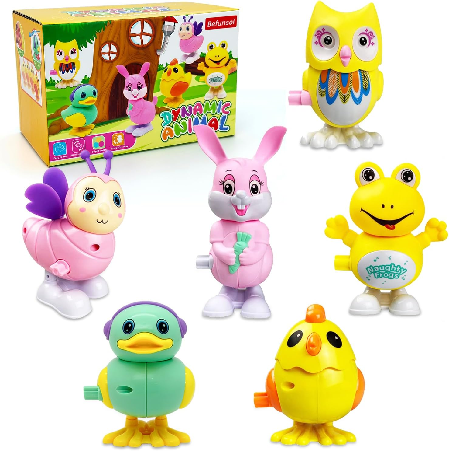 Toys for 2 3 4 5 Year Old Boy Girl Gifts - 6 Pcs Wind up Toys for Kids Girls Boys 3-5, Cute Animal Baby & Toddler Toys, Party Bag Fillers Favours Birthday Christmas for Kids