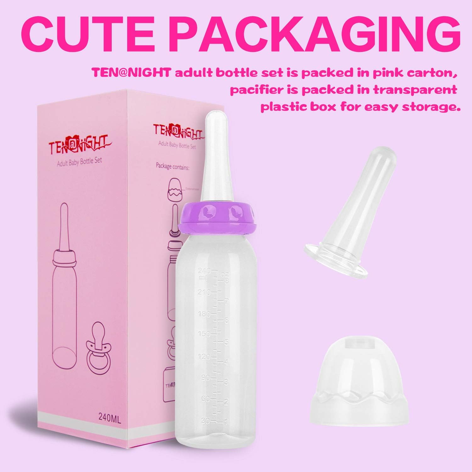 Adult Bottle with Big Sized Pacifier Set (Purple) image number 1