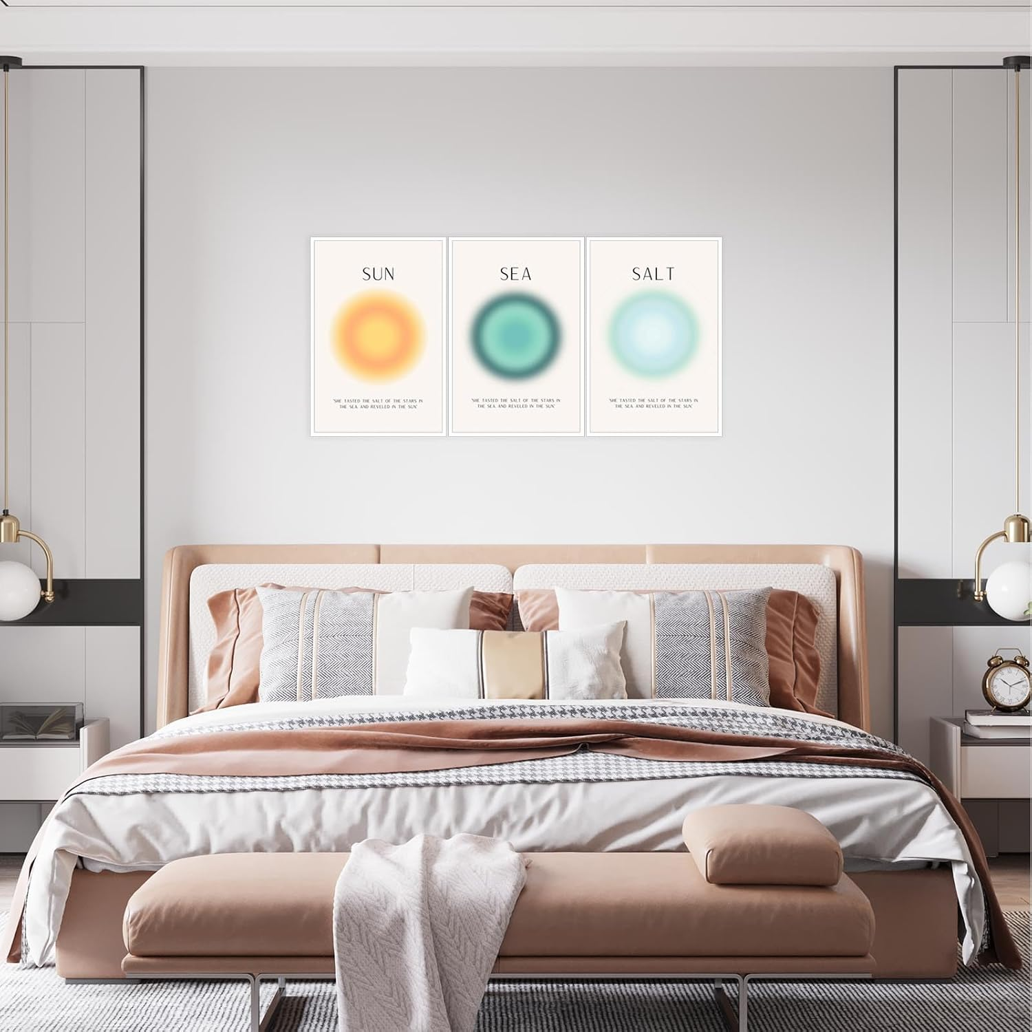 Sun Salt and Sea Aura Posters Coastal Canvas Wall Art Minimalist Beach Prints Trendy Ocean Beachy Colorful Abstract Aura Mind Body Soul Aesthetic Decor Bedroom Yoga 3 Set 12X16In Unframed image number 5