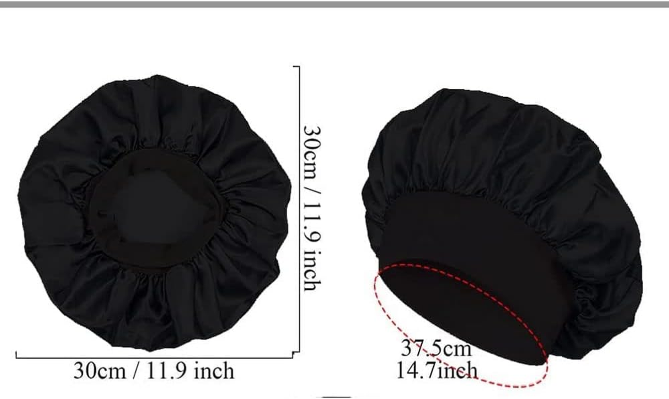 DACUAN Satin Nightcap, 4-Piece Silk Nightcap, Large Reversible, Suitable for Female Curls, Natural Hair Color, Silk Hair Bag, Suitable for Long Hair