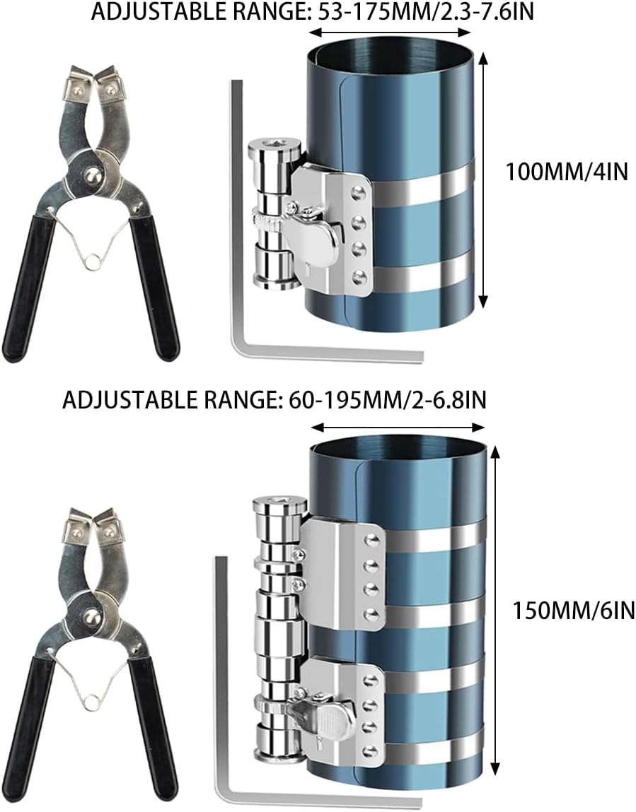 AIMALL Adjustable Piston Ring Expander Tool Set, 4IN & 6IN Automobile Piston Ring Disassembly & Installation Pliers for Engine Repair image number 3