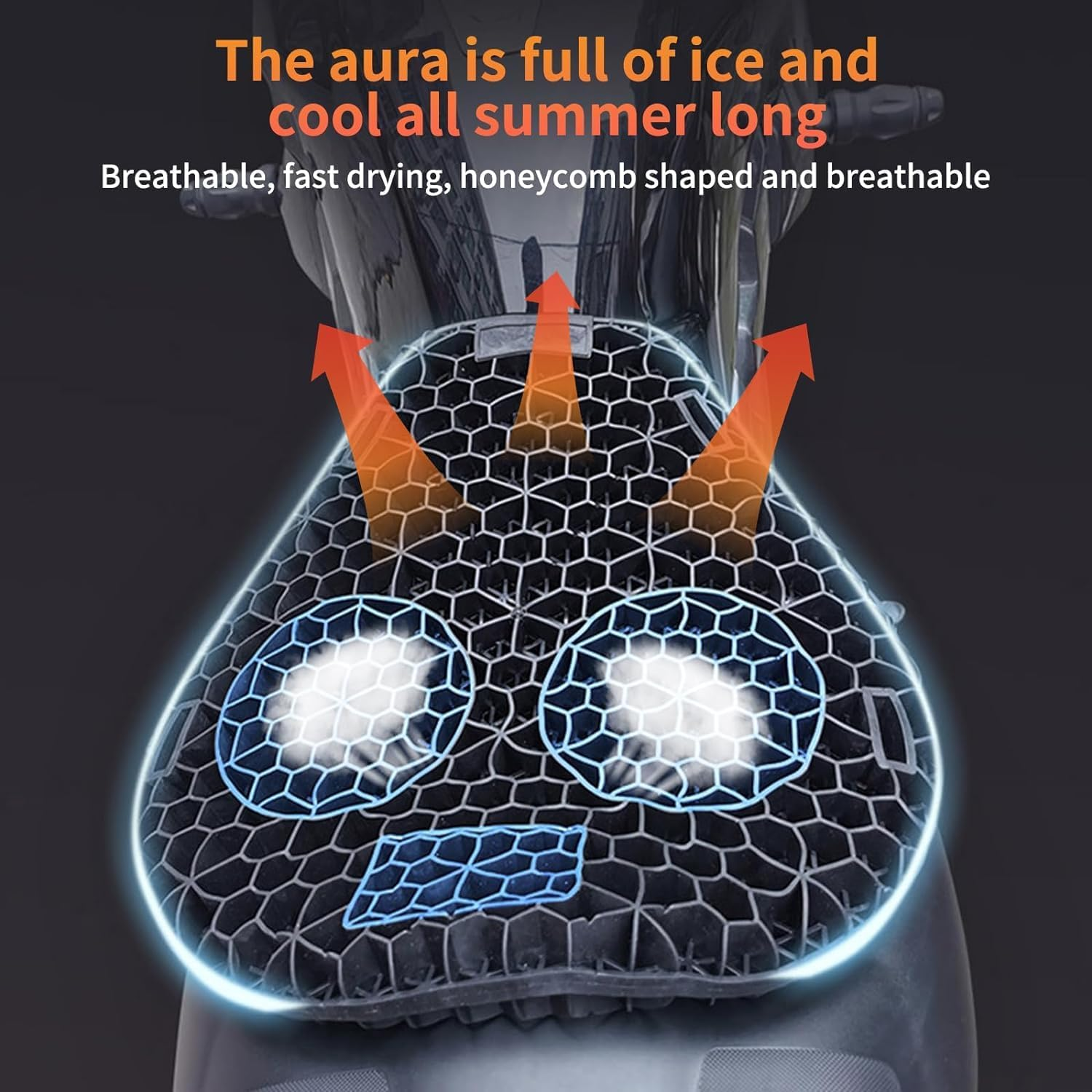 Motorcycle Gel Seat Cushion with Seat Cover, 3D Honeycomb Structure, Breathable Shock Absorption Motorcycle Seat Cover, Motorcycle Gel Seat Pad for Comfortable Long Rides image number 5