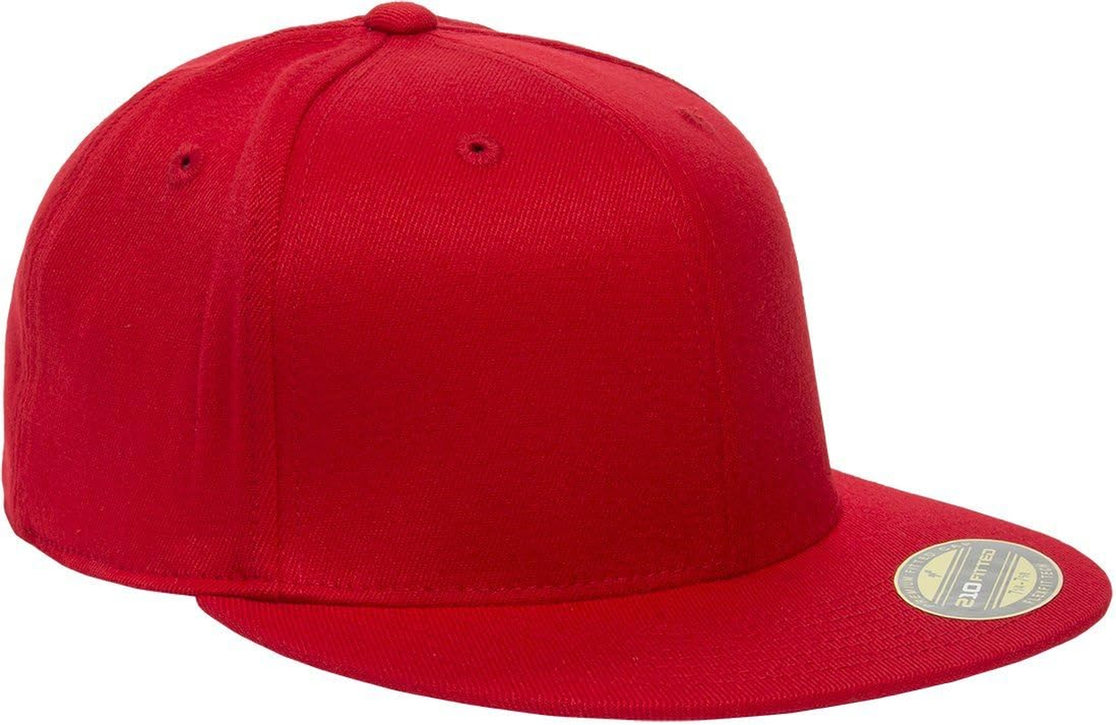 Flexfit Mens 6210 Men'S 210 Fitted Flat Bill Cap Hat - Red