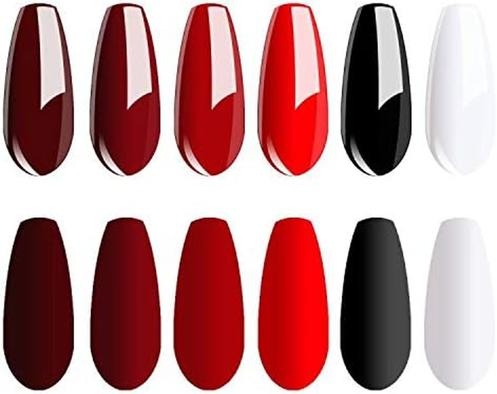 Vishine Gel Nail Polish Set - Red White Black Classic Series 6 Colors Gel Polish Set Kit LED Soak off Gel Polish 0.27 OZ 8ML image number 4