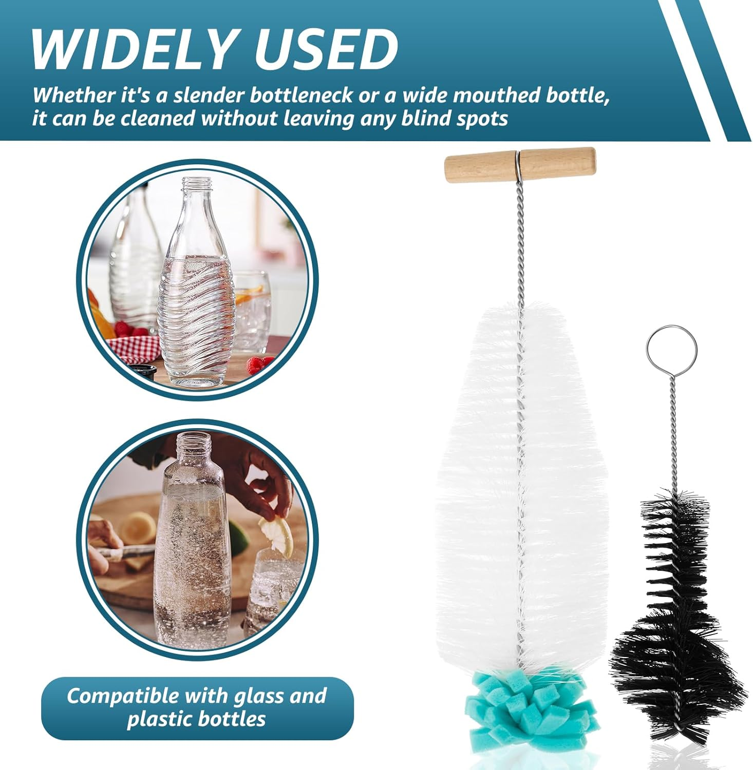 Awobepl 2Pcs Glass Cleaning Brush Set,Deep Washing Bottle Cleaning Brush Set,With Non Slip Handle,Efficient Bottle Cleaner Tool for Jar image number 5