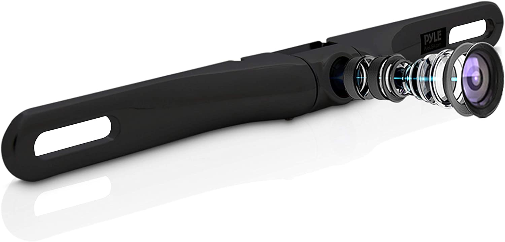 Pyle PLCM18BC License Plate Mount Rear View Backup Parking Reverse Camera, Built-In Distance Scale Lines, Night Vision Waterproof Cam, Zinc Black Chrome