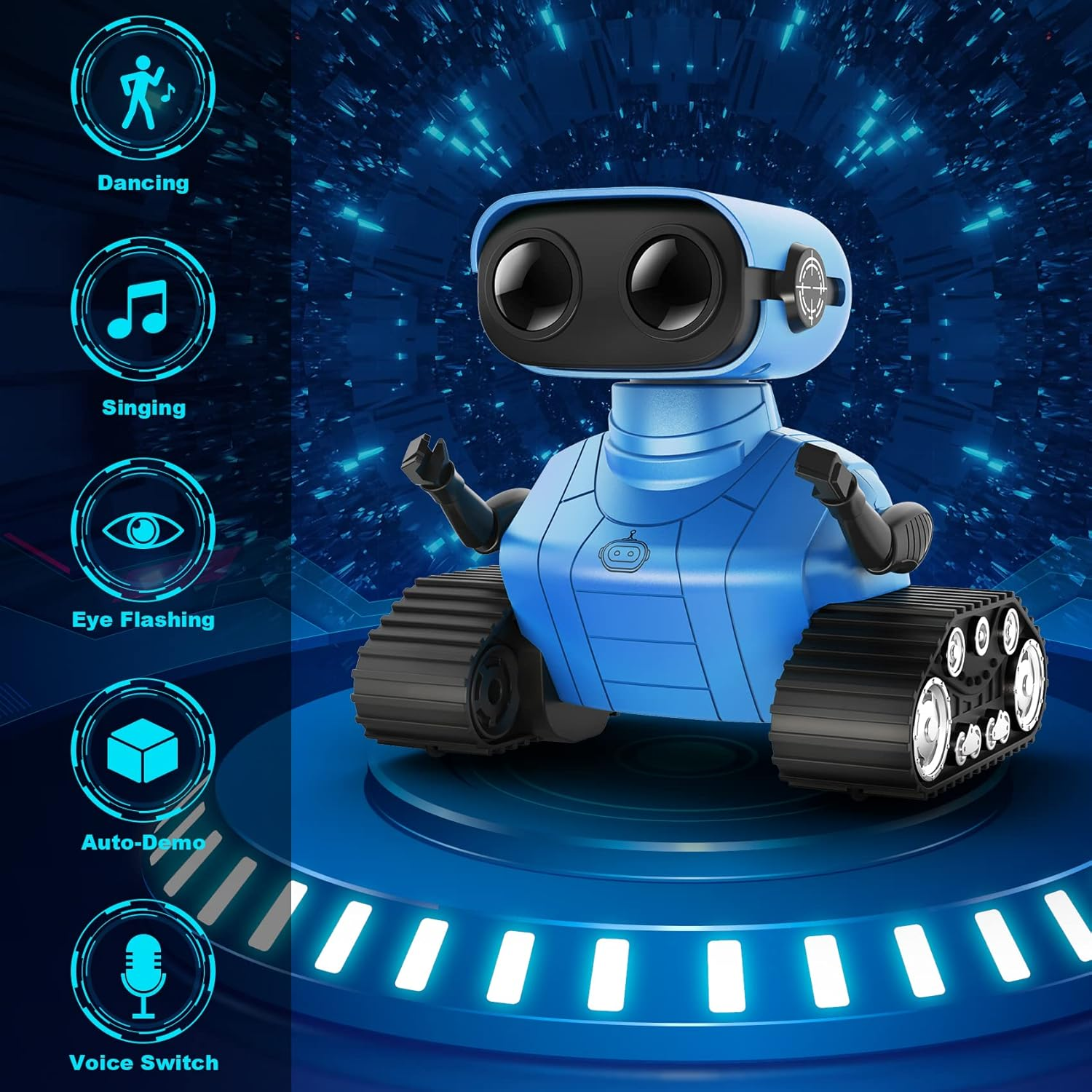 Robot Toys for Boys Girls, Rechargeable Remote Control Emo Robots with Auto-Demonstration, Flexible Head & Arms, Dance Moves, Music, Shining LED Eyes for 3+ Years Old Kids image number 1