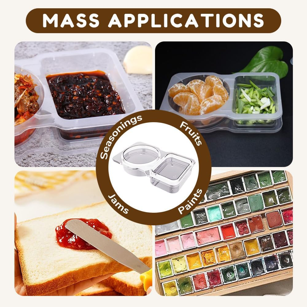 50-Pack Leakproof Dual-Compartment Sauce Containers with Lids & Spoons &ndash; Bpa-Free, Reusable 60Ml Food Storage for Dips, Snacks, Salad, Party, Picnic, Travel & Takeout &ndash; Microwave Safe image number 3