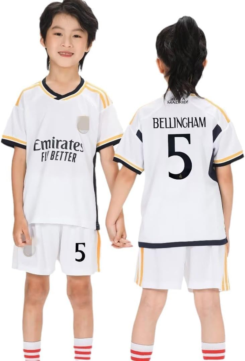 R.Madrid Football Jersey Kids,23/24 New Season Football Training Jersey, Football Shirts Shorts and Socks Set for Kids, Best Gifts for Children