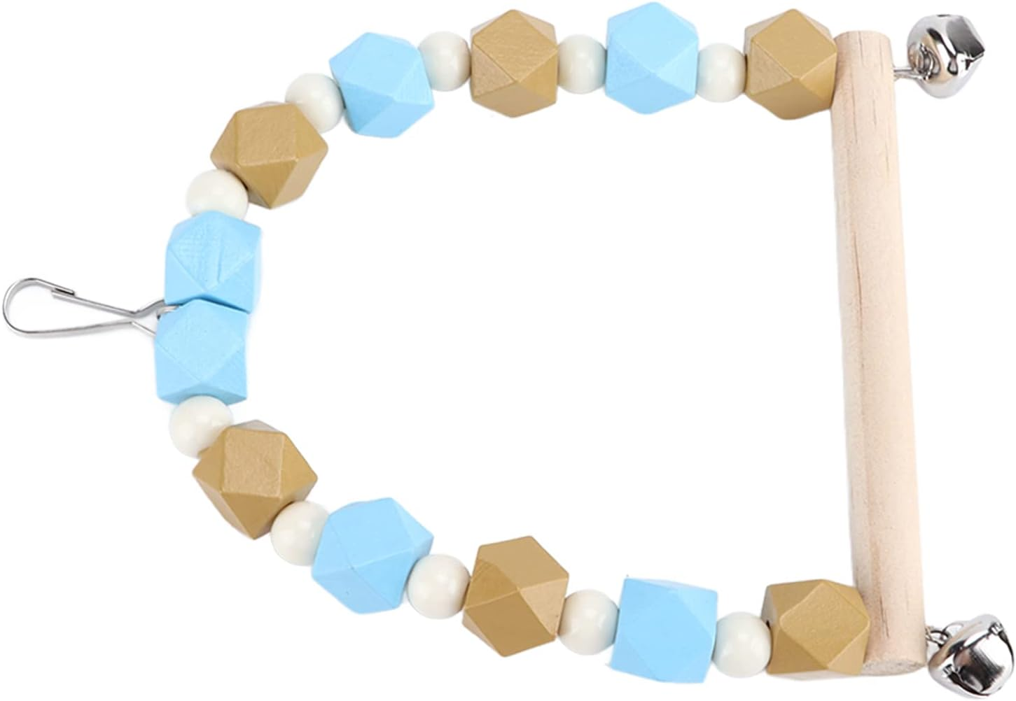 Riuulity Colorful Swing with Bells, Small Medium Size Wooden Block Swing for Movement, Easy to Install for Bird Cage Decoration image number 1