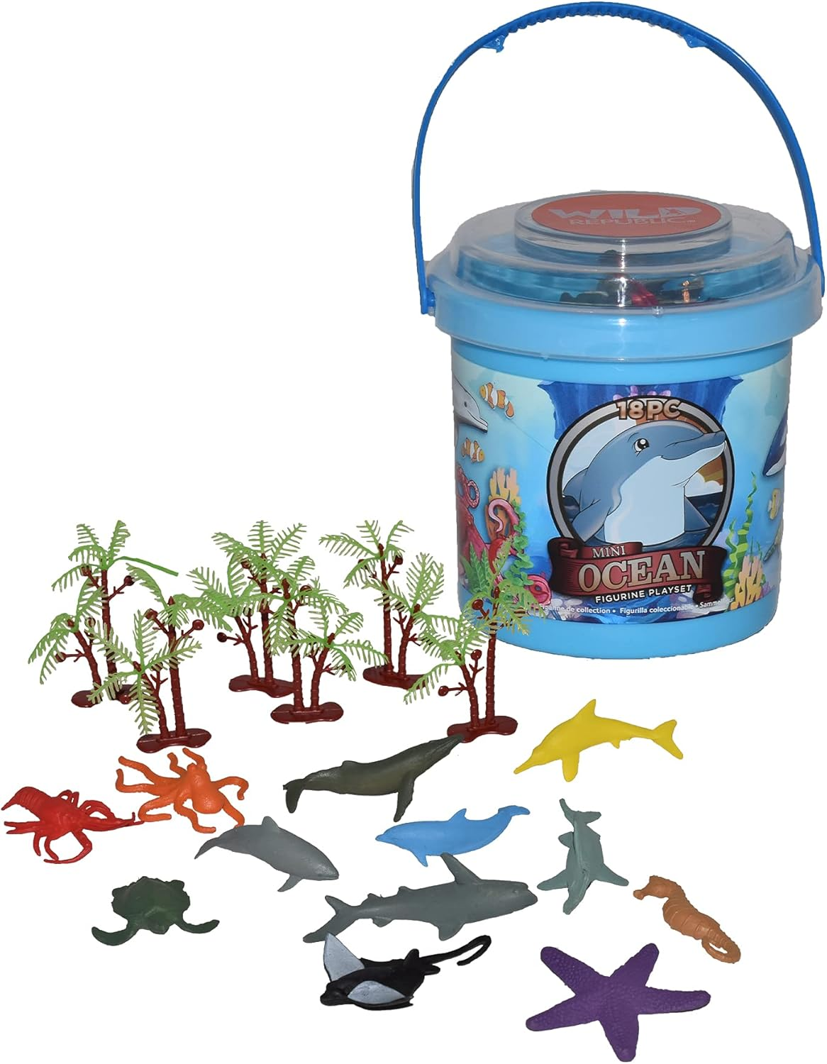 Wild Republic Animal Mini Bucket, Toy Figurines, Kids Gifts, Zoo Party Supplies, Zoo Animals, 15 Piece Playset