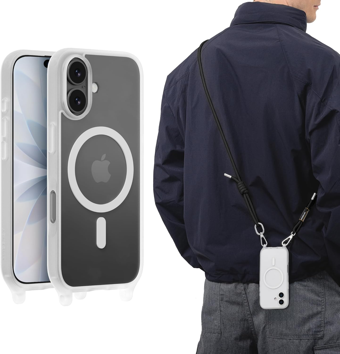 MAGEASY Designed for Iphone 17 with Neck Strap, 16Ft Drop Protection Compatible with Magsafe | Roam M (Clear) image number 4