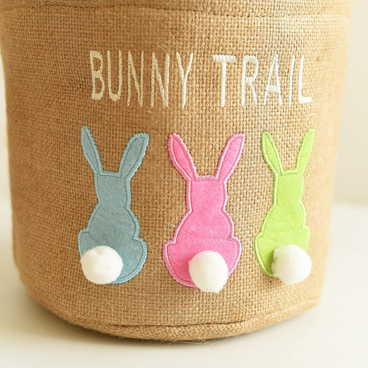 Inough Easter Basket Egg Buckets Jute for Kids Rabbit Baskets with Cute Ears, Easter Baskets Stuffers for Babies Bunny Trail Bags Easter Totes for Party image number 1