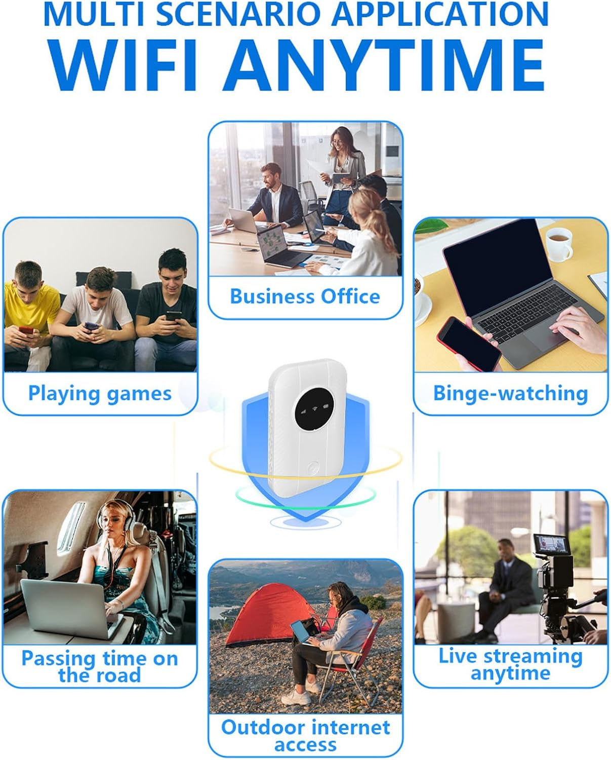 4G LTE Portable Wifi Hotspot with SIM Card Slot, 300Mbps High Speed Internet for Travel Home Office Supports 10 Devices image number 6