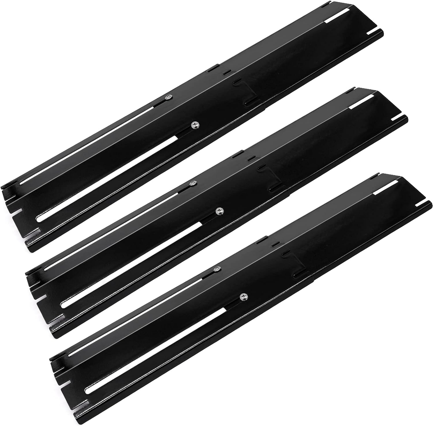 Criditpid Porcelain Steel Universal Heat Tents Replacement for Brinkmann, Charbroil, Nexgrill, Backyard Grill, Set of 3 Adjustable Heat Plate Flame Tamer Burner Cover, Extends from 11.75" up to 21" L image number 4