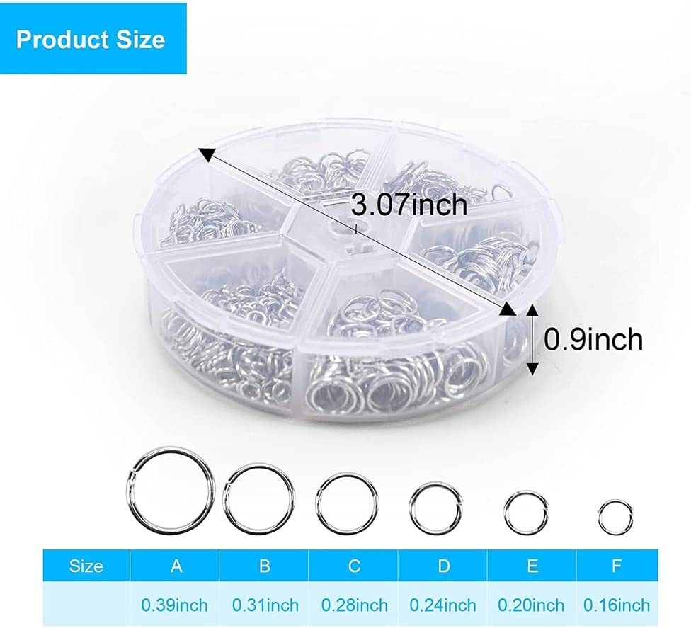 1390Pcs O Ring Metal Open Jump Rings Set Metal Jump Rings for Jewelry Making,Silver image number 5