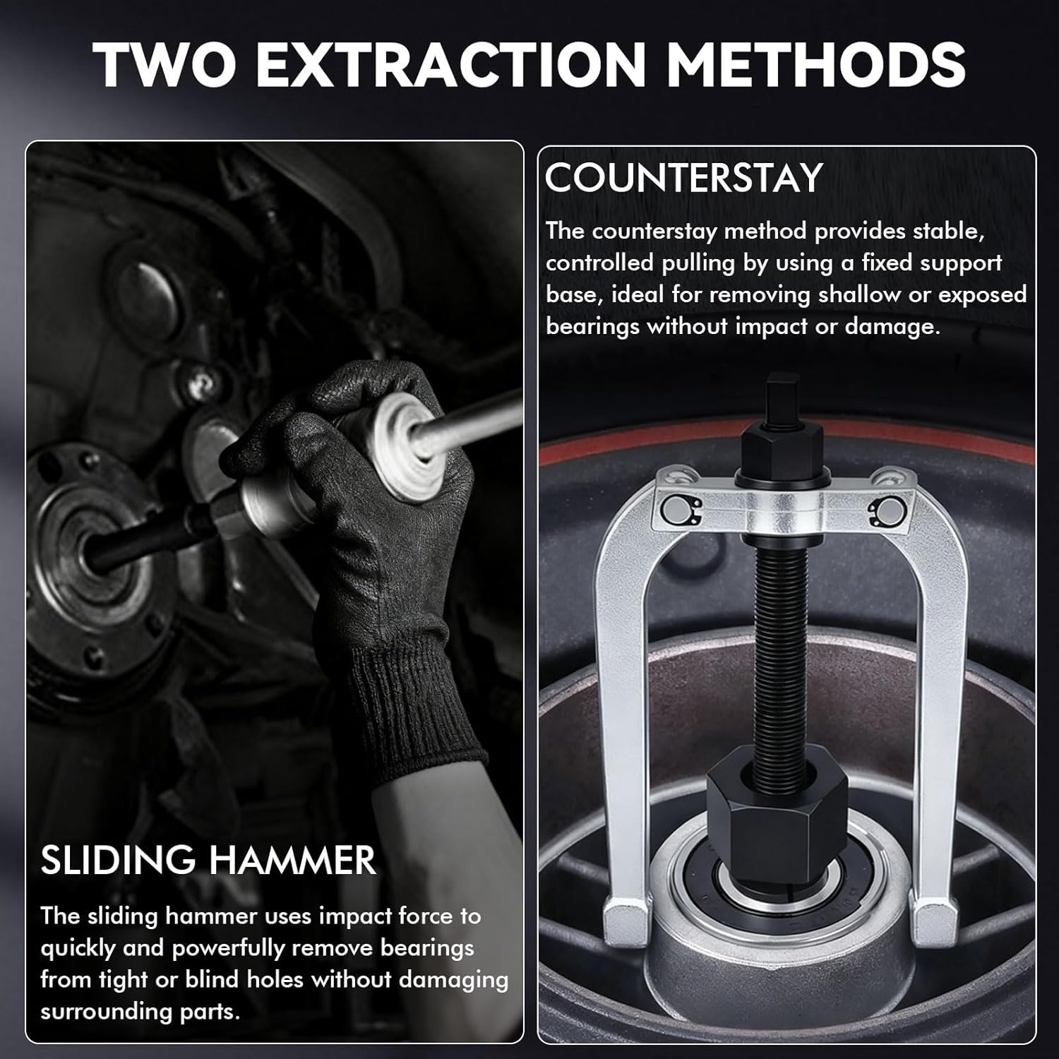 16PCS Blind Hole Bearing Puller Blind Hole Collet Bearing Race and Seal Puller Extractor Kit, Slide Hammer Pilot Insert Inner Internal Bearing Removal Tool Set for Wheel Bearings/Bushings, Red image number 4