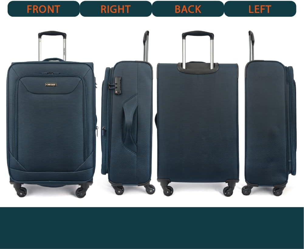 3 Piece Lightweight Soft Luggage Suitcase Set &ndash; Durable, Expandable, 360&deg; Spinner Wheels, Soft Touch Exterior, TSA Lock for Secure Travel - Green image number 4