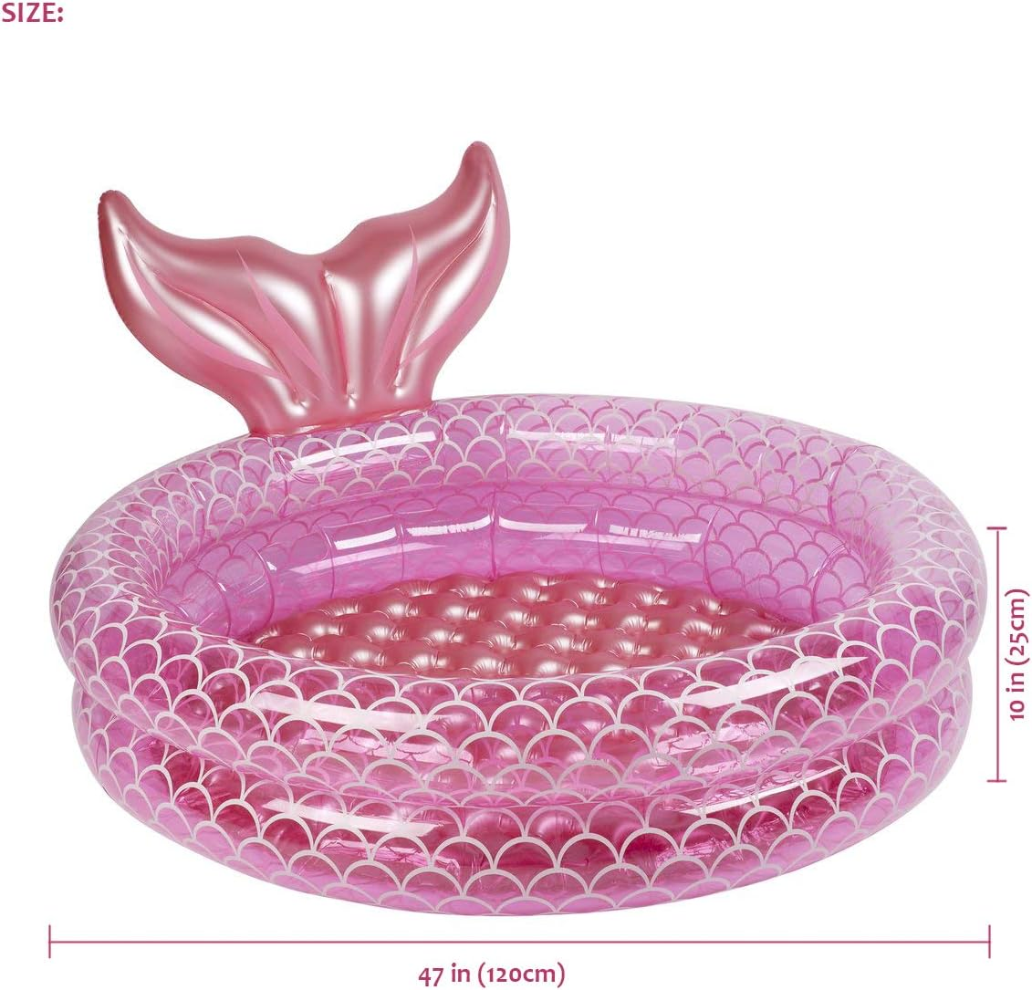 Inflatable Backyard Kiddie Pools Mermaid, Garden round Swimming Pool for Kids, Kiddie Paddling Pool Indoor&Outdoor Toddler Water Game Play Center in Summer (47 Inch)