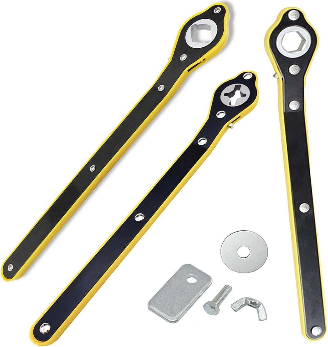 QISF 3Pcs Car Jack Wrench Set, 360&deg;Swivel Labor-Saving Car Jack Ratchet Wrench Cross-Shaped Hex-Shaped Rhombus-Shaped with Long Handle, Scissor Jack Lift Speed Handle Tool for Travel, Van, SUV & More image number 6