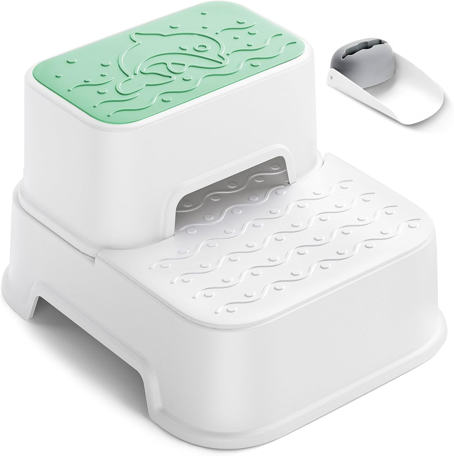 Mangohood Step Stools for Kids - Double up Toddlers Stool Multifunctional Toilet Stepping Stool for Kids Anti-Slip Step Stool for Bathroom Sink, Potty Training, Kitchen (Green-1Pack) image number 5