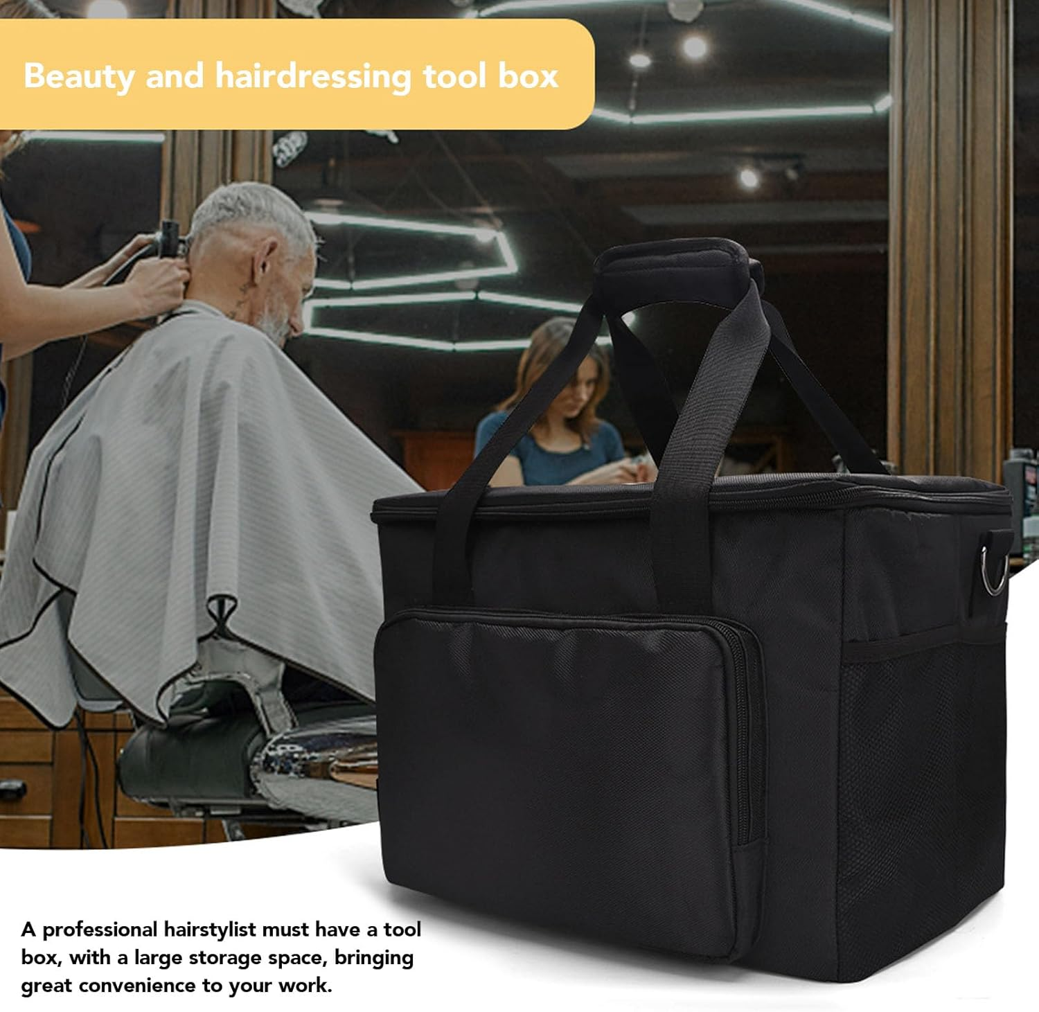 Hairdresser Bag, Large Capacity Foldable Portable Professional Hairstylist Traveling Bag with Adjustable Shoulder Strap, Hair Tools Travel Bag for Supplies, Hair Stylist Must Haves image number 1