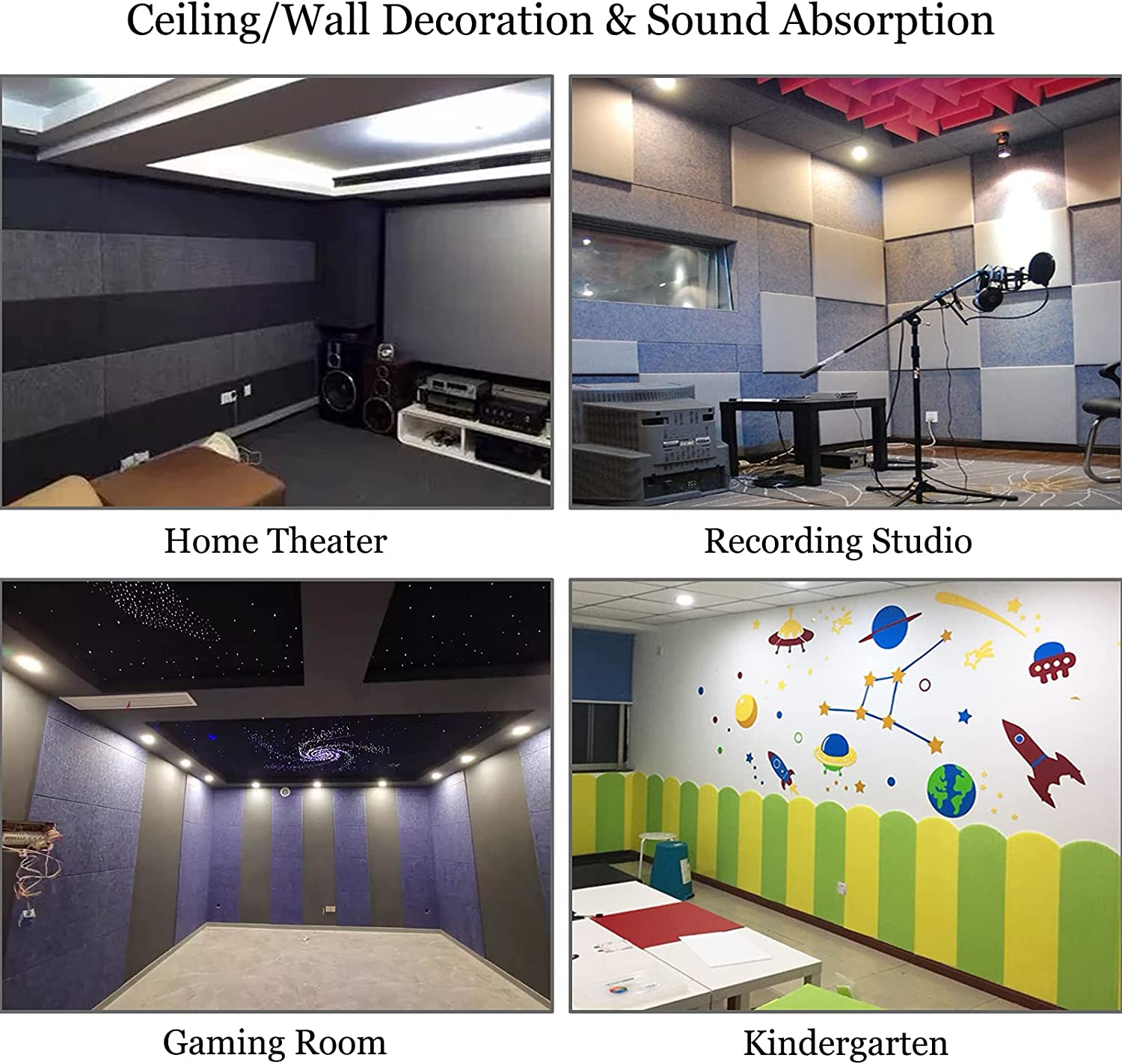 BXI Sound Absorber - 400 X 300 X 9 Mm 6 Pack High Density Acoustic Absorption Panel, Sound Absorbing Panels Reduce Echo Reverb, Tackable Acoustic Panels for Wall and Ceiling Acoustic Treatment (Matte Black) - Gray, S image number 4