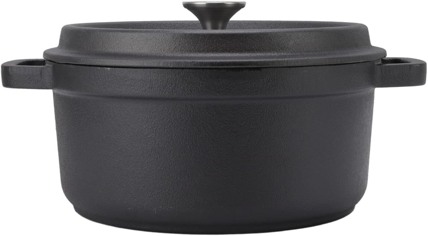 Cast Iron Pot Dual Loop Handle 24Cm Uncoated Dutch Oven Smart Cookware for Frying and Baking, Easy To image number 1