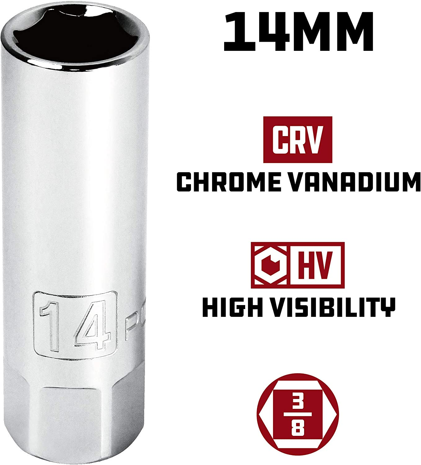 Powerbuilt 640855 3/8-Inch Drive Spark Plug Socket Set, 5-Piece