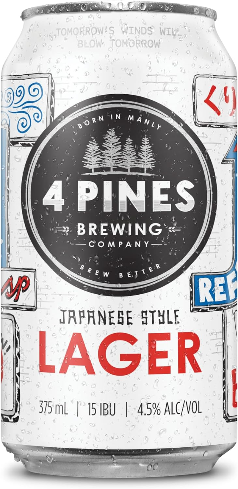 4 Pines Japanese Style Lager, Rice Lager, Crisp & Refreshing, 4.5% ABV, 375Ml (Case of 18 Beer Cans) image number 3