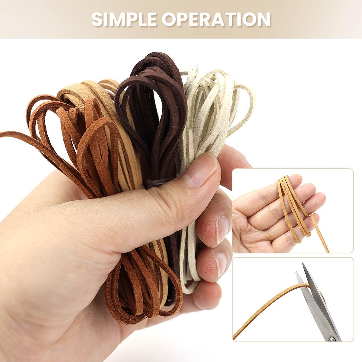 Leather String Suede Cord Leather Cords Rope String for Jewelry Making Necklace Bracelet Art Crafts Beading (4 Colors,3Mm X 2.2 Yard) image number 4