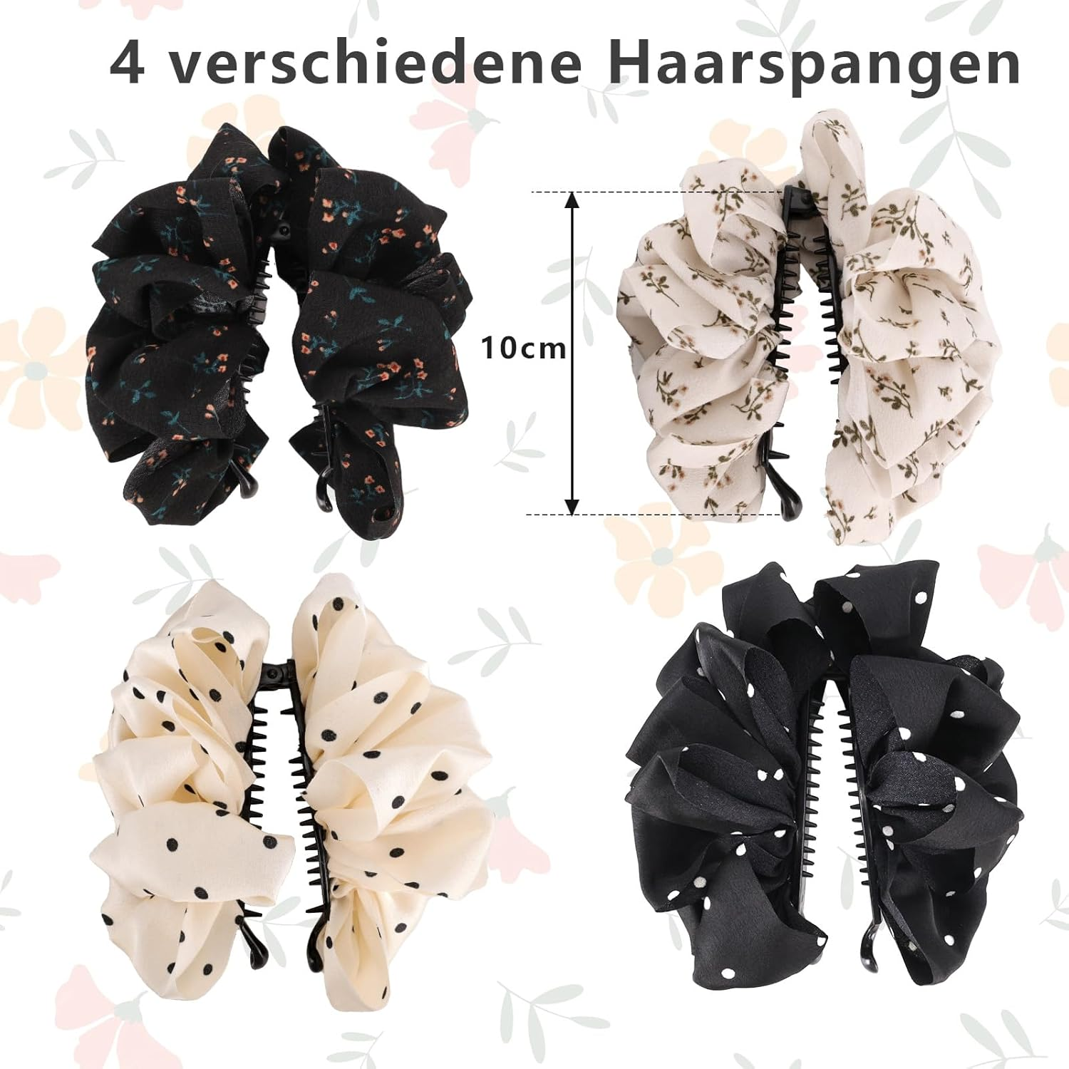 Pack of 4 Banana Clips, Silk Scrunchie Combining Banana Clip Hair Banana Hair Clip for Thick Thin Hair Banana Hair Clips Hair Accessories for Women image number 1