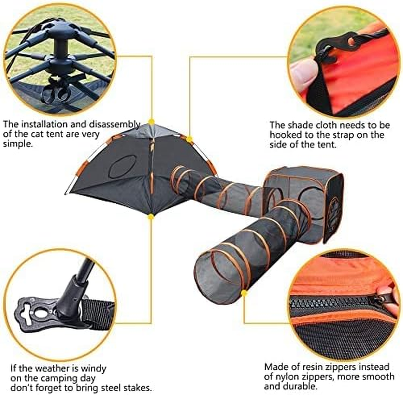 Pop up Pet Tent Outdoor Cat Enclosures, Outdoor Portable Cat Playpen with Cat Tunnel, Play Tents for Cats Rabbits Ferrets Small Animals, outside Indoor Cat House， Love What You Love image number 2