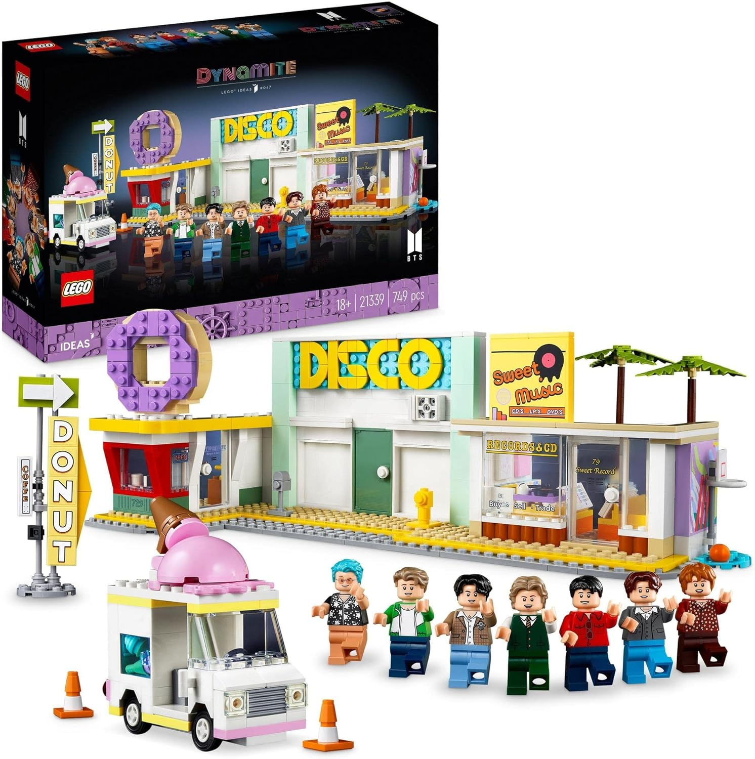 LEGO&reg; Ideas BTS Dynamite 21339 (749 Pcs) Building Kit with 7 Minifigures Featuring RM, Jin, SUGA, J-Hope, Jimin, V and Jung Kook, Merchandise Collectible for BTS Fans image number 4