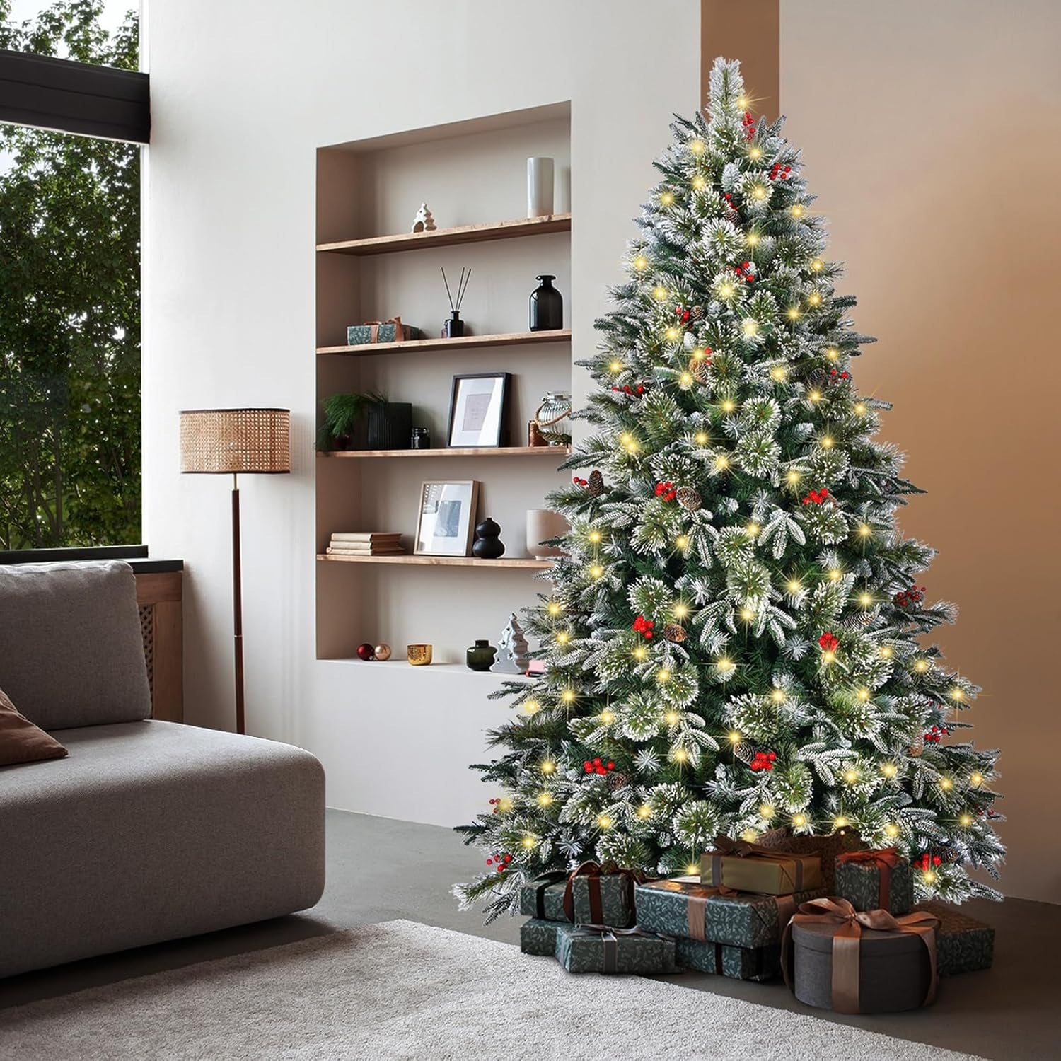 Tinseltown 7Ft/2.1Cm LED Christmas Tree with Steel Base and 4400Pcs Bulbs 8 Flashing Modes Xmas Decoration 1210 Tips image number 5