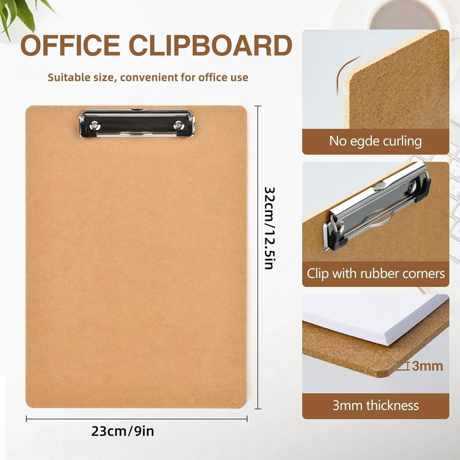 6PCS A4 Clipboards,Basics Hardboard Office Clipboard,A4 Standard Clipboard Size 9" X 12.5",Back to School Teacher Classroom Supplies,School Supplies for College Students,Office Supply
