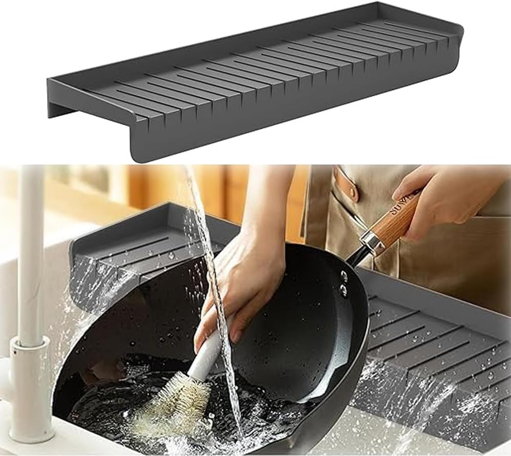 50.8 * 10.5Cm Silicone Kitchen Sink Splash Guard, Kitchen Edge Guard, Gray Sink Mat, Kitchen Sink Mat, Adjustable Countertop to Fit Various Kitchen image number 6