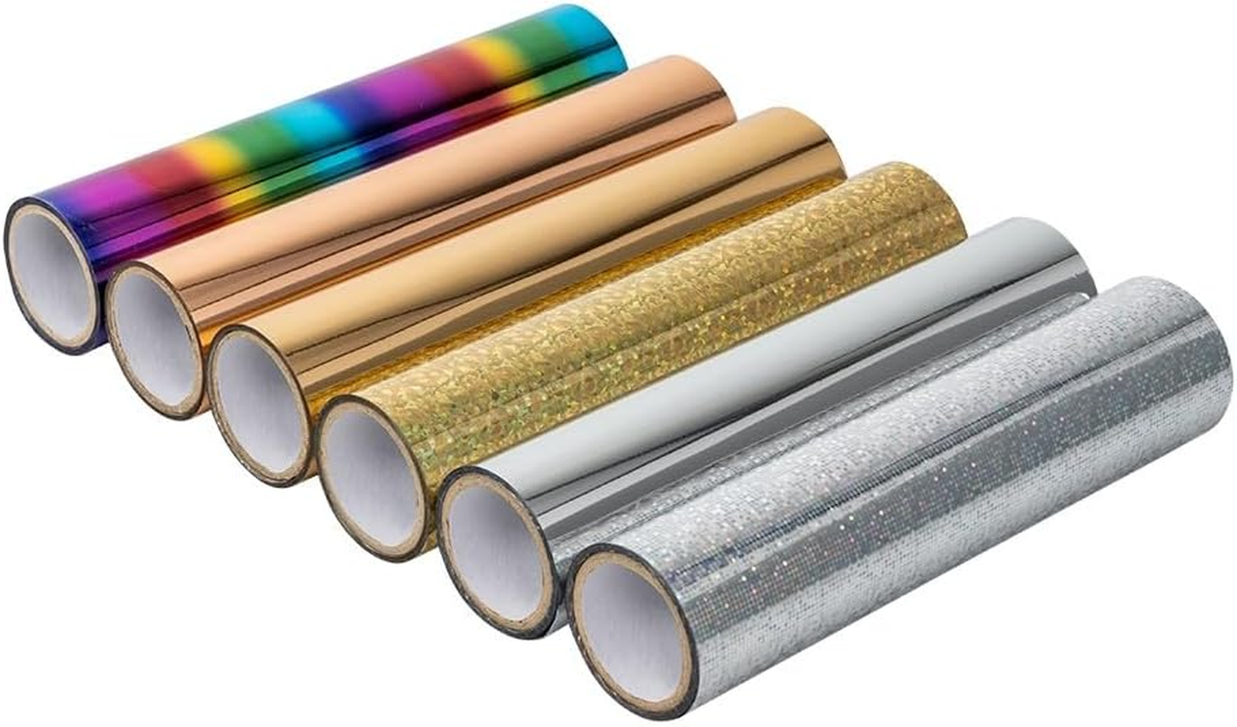 Ideen Mit Herz Metallic Transfer Films | Partly with Holographic Effect | for Different Surfaces | Gloss Film | 6 Rolls (Assorted 05)
