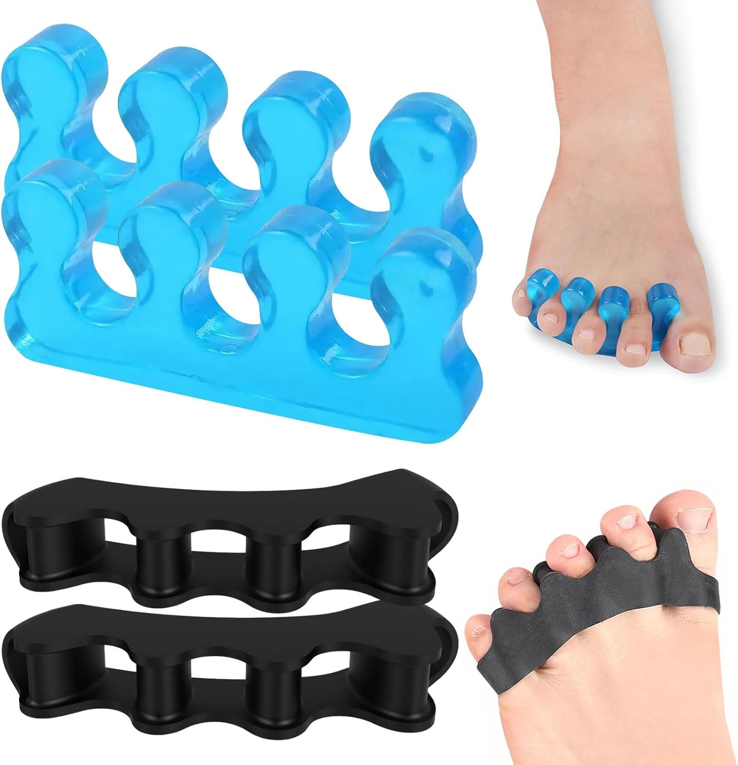 2 Pairs Toe Separators, Toe Spacers, Bunion Corrector for Women, Medical Grade Silicone Toe Spacer, Toe Spreaders, Toe Straightener, Big Toe Stretcher for Pain Relief and Their Original Shape