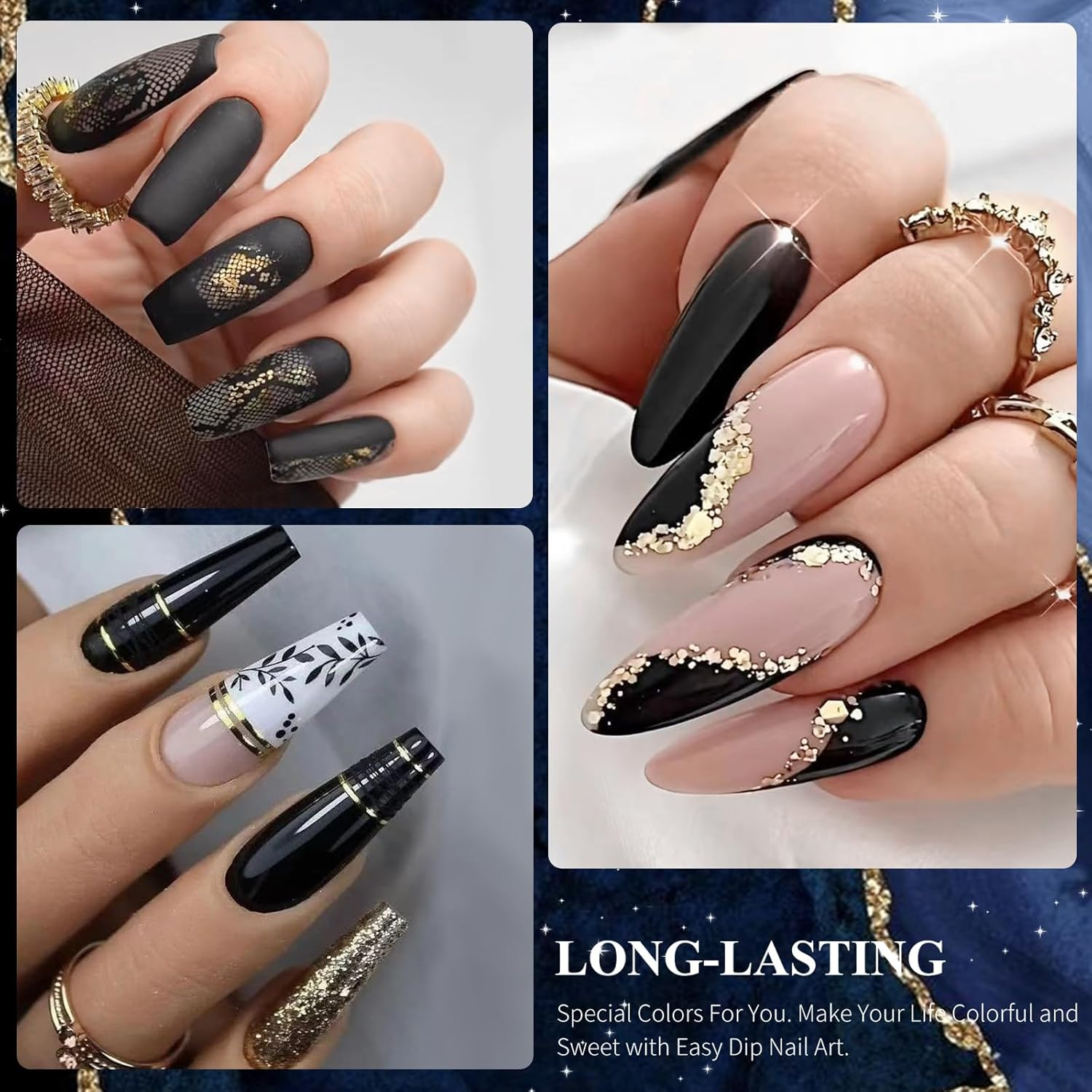 28G/Box Acrylic Powder Professional White Clear Black Nude Acrylic Nail French Manicure Powder for Nail Extension Acrylic Nail System,Hj-Nap016 (Black) - Black image number 3