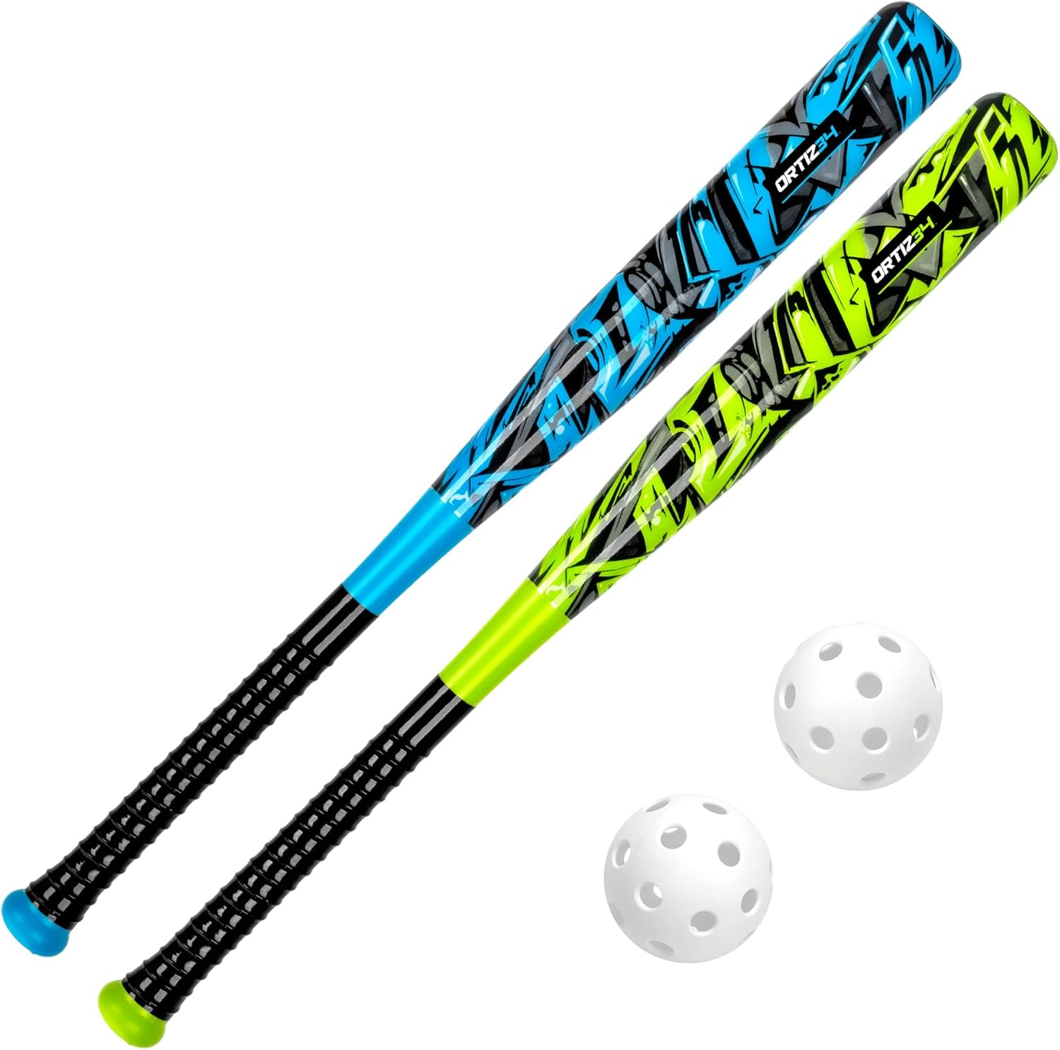 Ortiz34 Graffiti Plastic Bat & Ball Homerun Set- David Ortiz Backyard Baseball Set for Youth, Kids, Teenagers, Adults