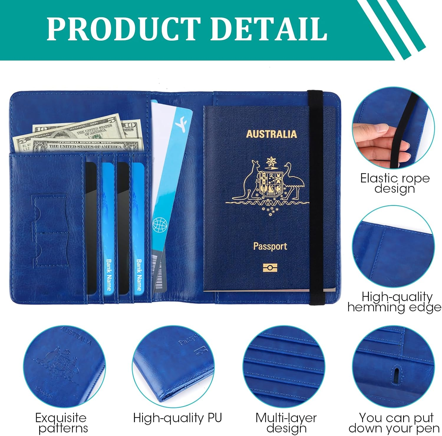 3 Pcs Passport Holder, RFID Passport Wallet Travel Cover Case, Leather with Card Slots & Boarding Pass Pocket Secure Document Organizer for Frequent Travellers Safe Journey Companion image number 2