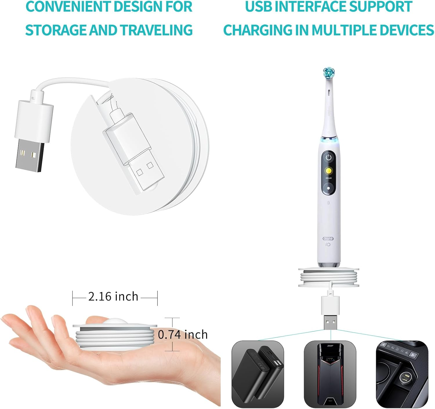 Charger Base for Oral-B Io 7 8 9 10 Series Electric Toothbrush,Magnetic Charging Base for Oral-B Io Series 7/8/9/10 (White)