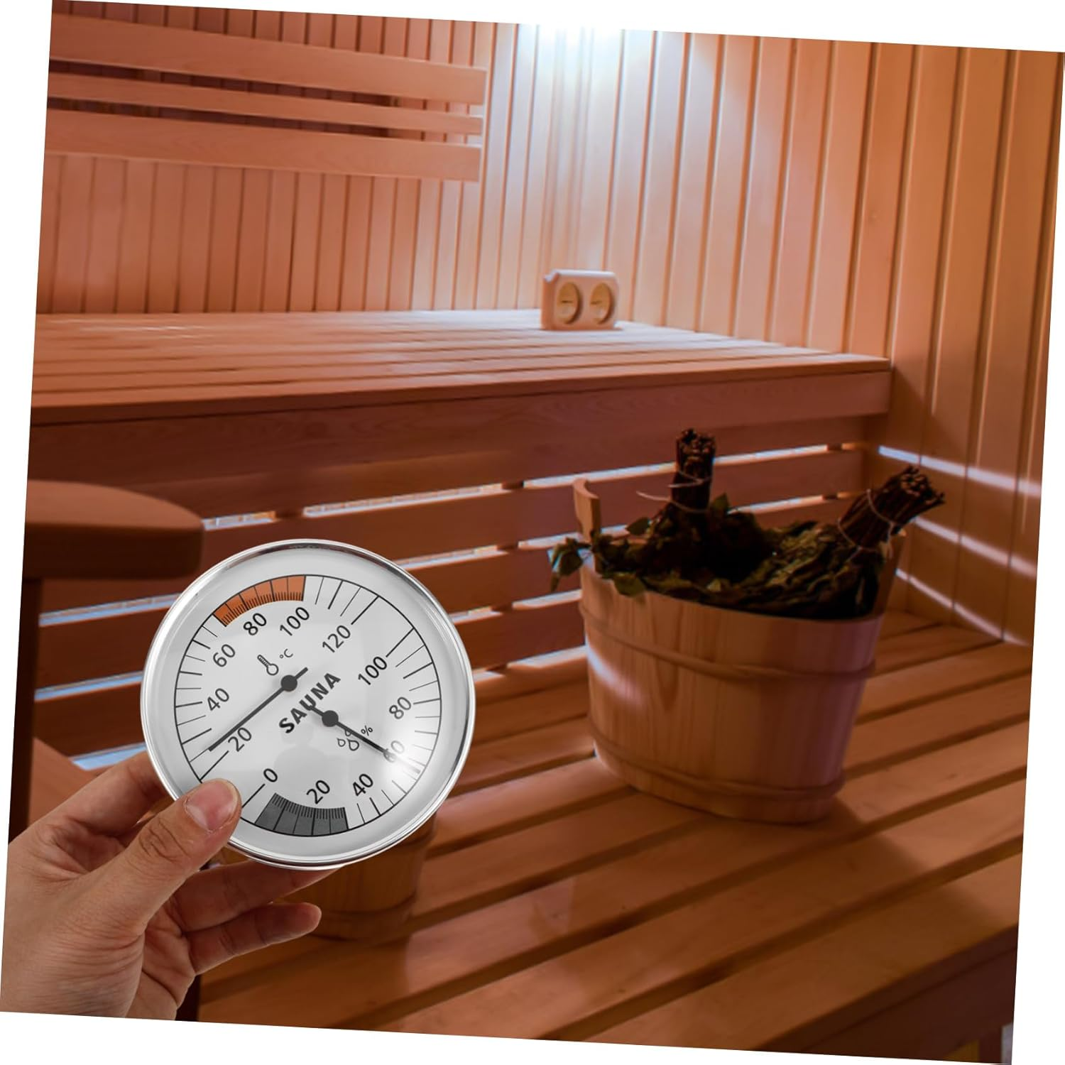 GALPADA Sauna Hygrothermograph Thermometer with High-Precision Sensor for Accurate Temperature and Humidity Measurement Heat Resistant Wall-Mounted Gauge for Indoor and Outdoor Use In image number 2